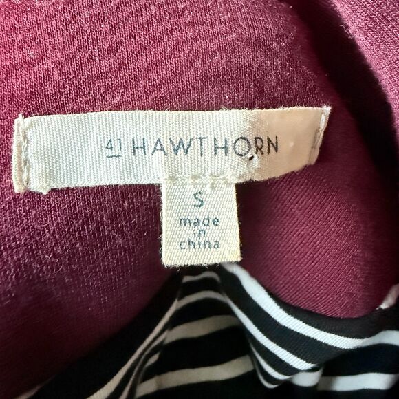 41 Hawthorn StitchFix Jersey Knit Maroon Stretch Ruched Sleeve Blazer Size S - Picture 3 of 4